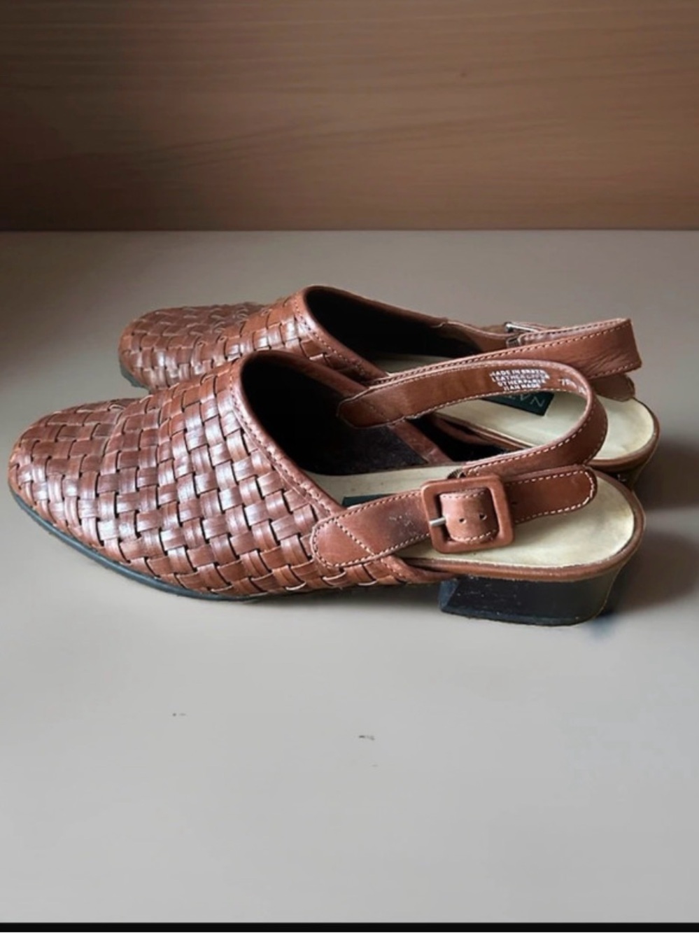 Naturalizer Brazil Vintage Woven Leather Slingback Shoes | Cognac ~8